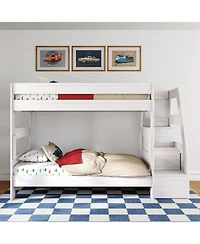 Max and Lily Modern Farmhouse Twin Over Bunk Bed With Staircase