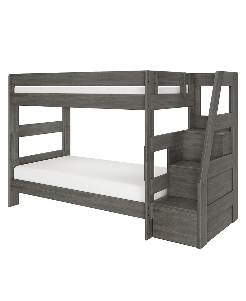 Max and Lily Modern Farmhouse Twin Over Bunk Bed With Staircase
