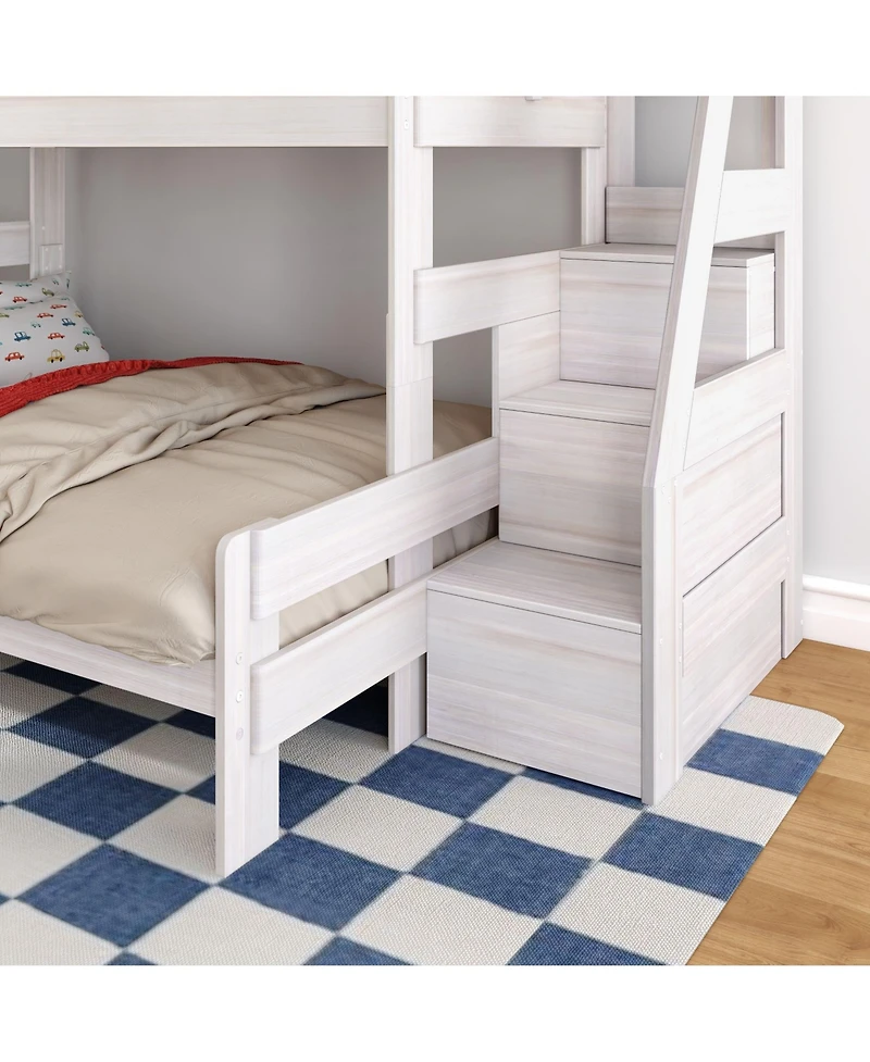 Max & Lily Modern Farmhouse Twin Xl Over Queen Bunk Bed With Staircase