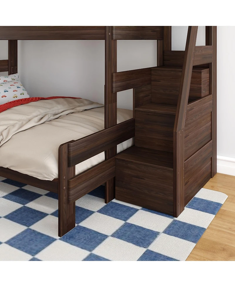 Max & Lily Modern Farmhouse Twin Xl Over Queen Bunk Bed With Staircase
