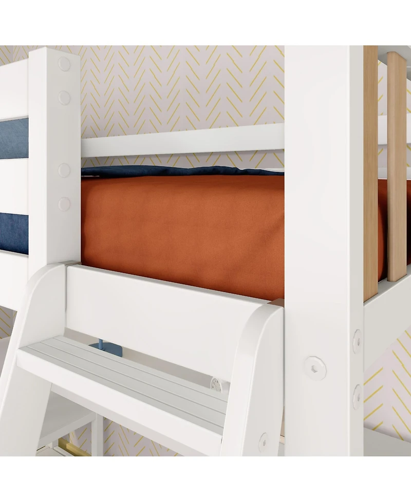 Max & Lily Scandinavian Loft Bed with Wraparound Desk and Shelves