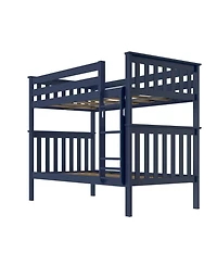 Max and Lily Twin over Bunk Bed for Kids, Solid Wood Beds with Ladder, Pecan