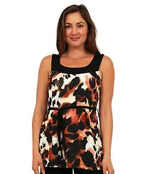24seven Comfort Apparel Women's Cheetah Print Round Neck Top