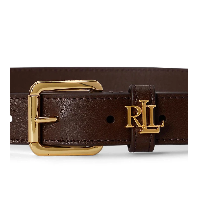 Lauren Ralph Women's Logo-Keeper Leather Skinny Belt