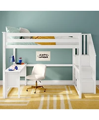 Max & Lily Classic Full High Loft, Desk, Staircase