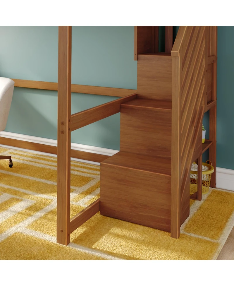 Max & Lily Classic Full High Loft, Desk, Staircase
