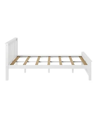 Max and Lily Queen Bed Frame, Solid Wood Platform with Slatted Headboard for Kids