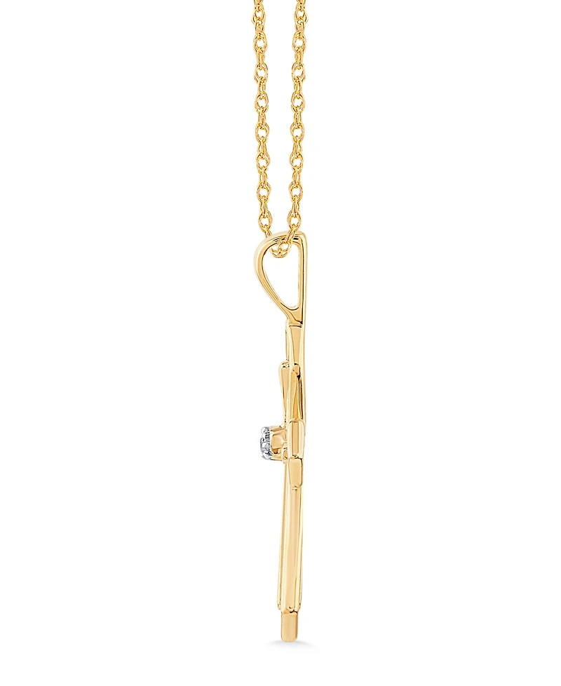 14k White or Yellow Gold Pendant, Diamond Accent Cross