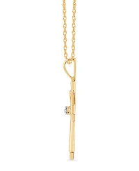 14k White or Yellow Gold Pendant, Diamond Accent Cross