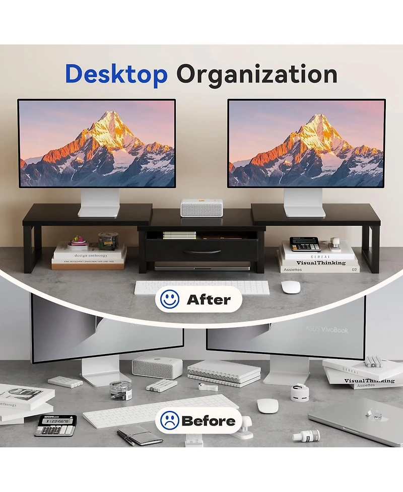 Gnuadz Monitor Stand Riser Desk Organizer Drawer Shelf