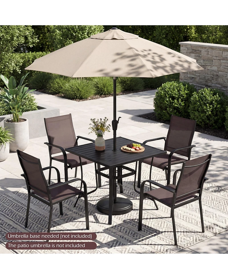 Slickblue Square Outdoor Dining Table Metal with Umbrella Hole