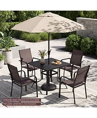 Slickblue Square Outdoor Dining Table Metal with Umbrella Hole