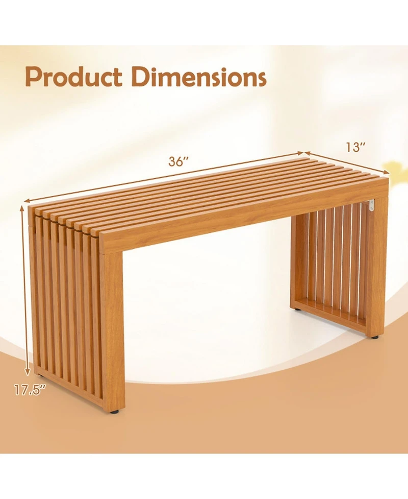 Gouun 36-inch All-Slat Acacia Wood Patio Loveseat Bench