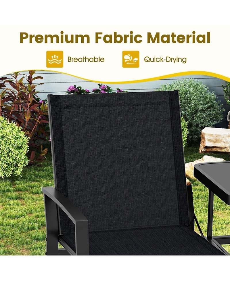 Gouun 2-Person Patio Loveseat with Tempered Glass Built-in Table