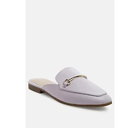 London Rag Women's Vasiliki Faux Leather Flat Mules
