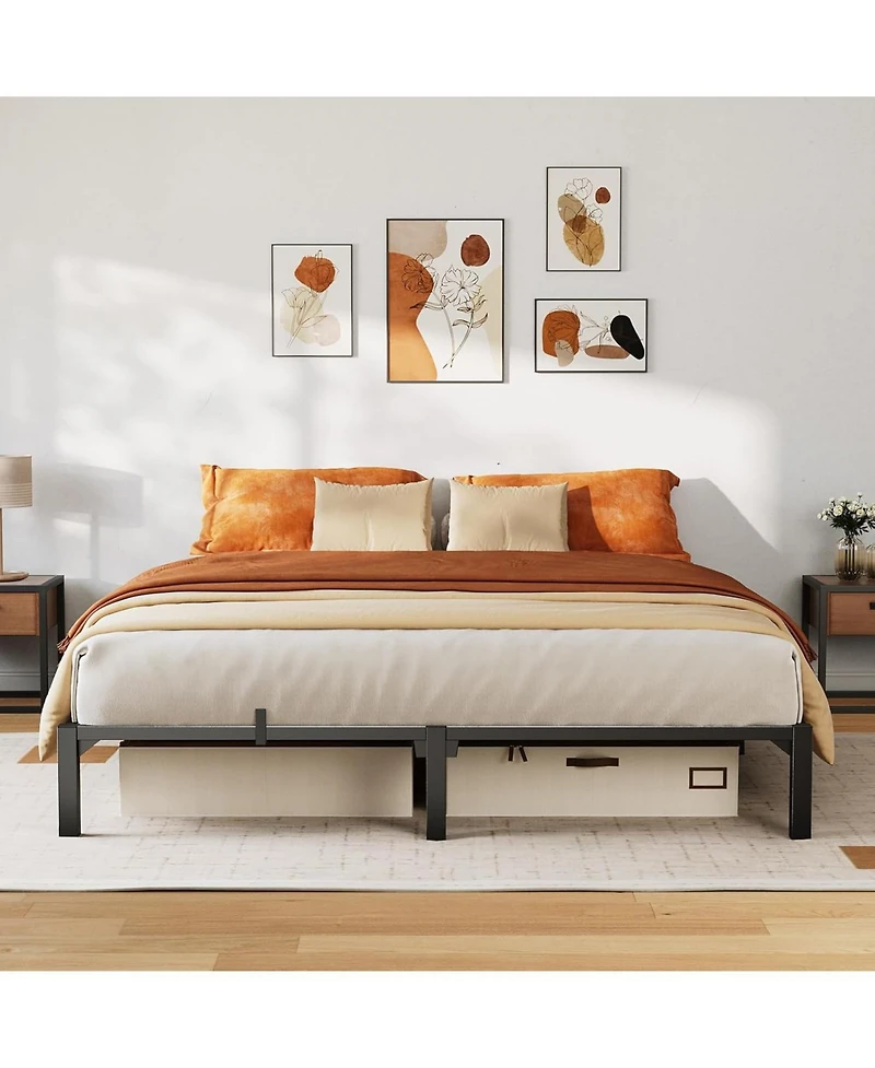 gaomon 8 in King Bed Frame, Heavy Duty Metal Platform Bed Frame with Durable Iron Slat Support and Legs, No Box Spring Required Support Up to 800 Lbs