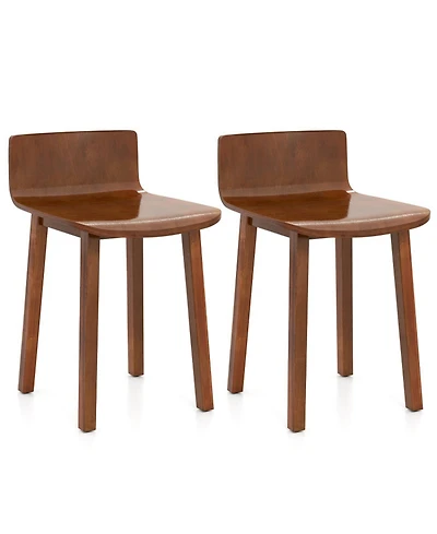 Gouun Set of 2 Farmhouse Armless Wood Dining Chairs with Acacia Wood Seat