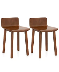 Gouun Set of 2 Farmhouse Armless Wood Dining Chairs with Acacia Wood Seat