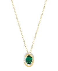 Macy's Created Emerald (1-5/8 ct. t.w.) and Created White Sapphire (1/4 ct. t.w.) Pendant Necklace in 14k Yellow Gold-Plated Sterling Silver