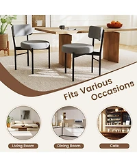 Gouun Set of 2 Sherpa Fabric Dining Chairs with Curved Backrest and Padded Seat