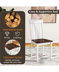 Gouun Set of 2 Kitchen Armless Dining Chairs with Slatted High Backrests