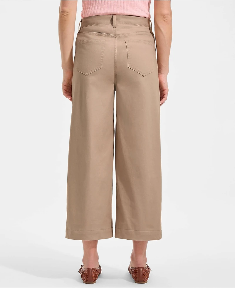 Lands' End Petite Knockabout Chino High Rise 5 Pocket Wide Leg Crop Pants