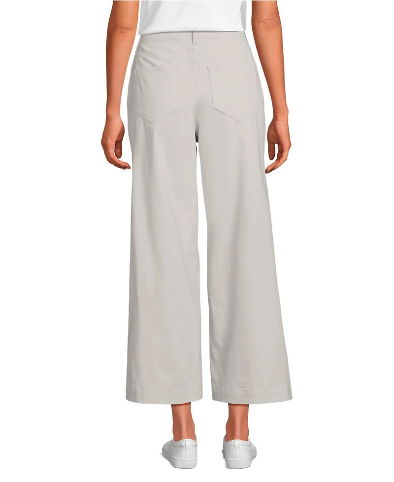 Lands' End Petite Knockabout Chino High Rise 5 Pocket Wide Leg Crop Pants