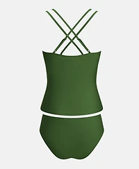 Cupshe Women's Plunge Cross Back Tankini Set