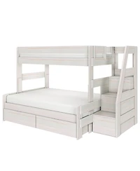 Max & Lily Modern Farmhouse Twin Over Full Bunk Bed With Staircase and Storage Drawers