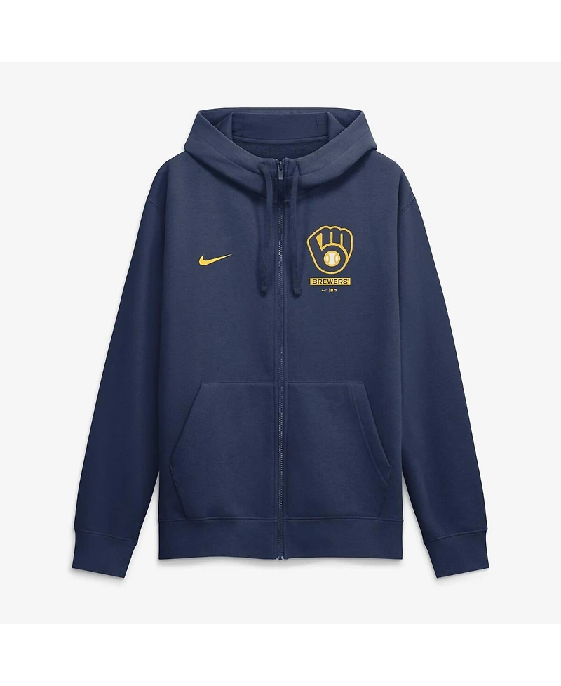 Nike Men's Navy Milwaukee Brewers Primetime Lockup Full-Zip Hoodie