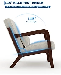 gaomon Mid-Century Modern Accent Chair with Corduroy Upholstery, Solid Wood Armchair with Removable Lumbar Pillow