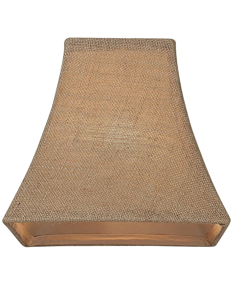 Springcrest Set of 2 Square Lamp Shades Burlap Small 5.25" Top x 10" Bottom x 9" High Spider with Harp and Finial Fitting