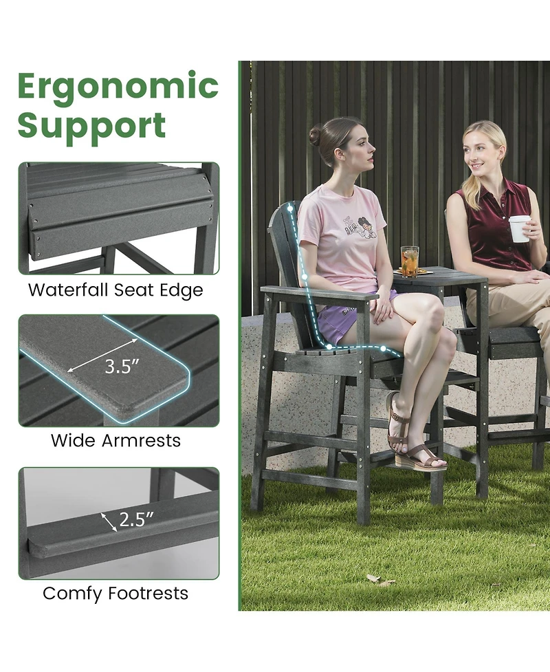 Sugift Two Seat Adirondack Chair with Connecting Tray for Outdoor Use