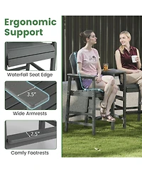 Sugift Two Seat Adirondack Chair with Connecting Tray for Outdoor Use