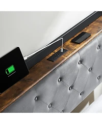 Homfan Bed Frame with Four Storage Drawers and Usb Charging Station