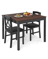 Gouun 3-Piece Wooden Kitchen Table Set for 2 with Cross-Back Chairs