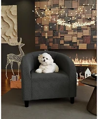 gaomon Accent Chair Barrel Boucle Chair Sherpa Armchair Club Chair Suitable for Living Room Bedroom Reception Room Office