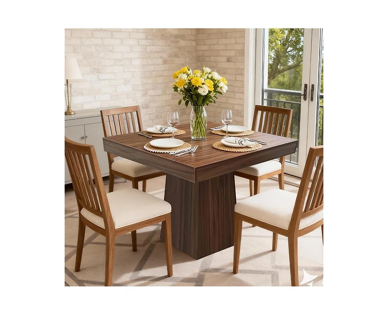 gaomon 4-Person Farmhouse Square Dining Table with Pedestal Base