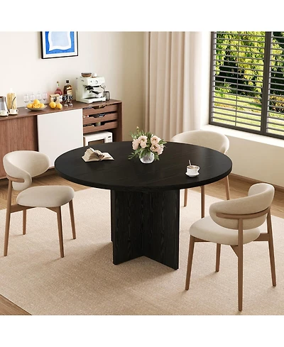 gaomon Extendable 4-8 Person Round to Oval Dining Table with Storage