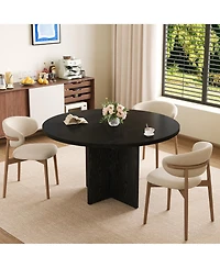 gaomon Extendable 4-8 Person Round to Oval Dining Table with Storage