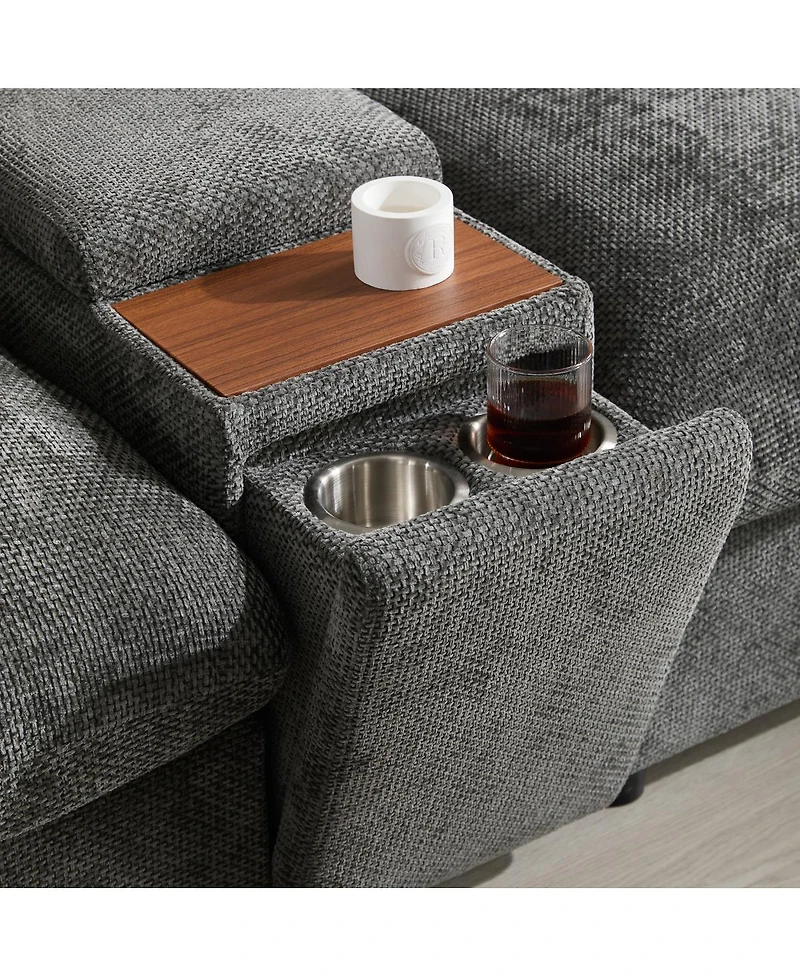 Streamdale Furniture 136" Modular Sectional Sofa with Console, Cup Holder & Usb Charger, Ottoman