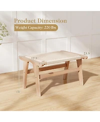 Gouun Teak Braided Rope Accent Chair and Ottoman Set