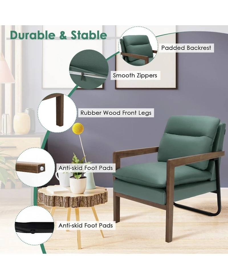 Gouun Extra-Thick Padded Single Accent Armchair with Rubber Wood Legs