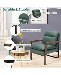 Gouun Extra-Thick Padded Single Accent Armchair with Rubber Wood Legs