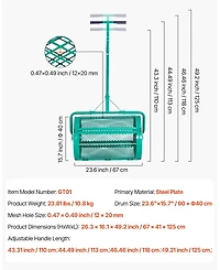 Sugift Compost Spreader, 24 inches Wide with Adjustable Height, Powder-Coated Steel Roller