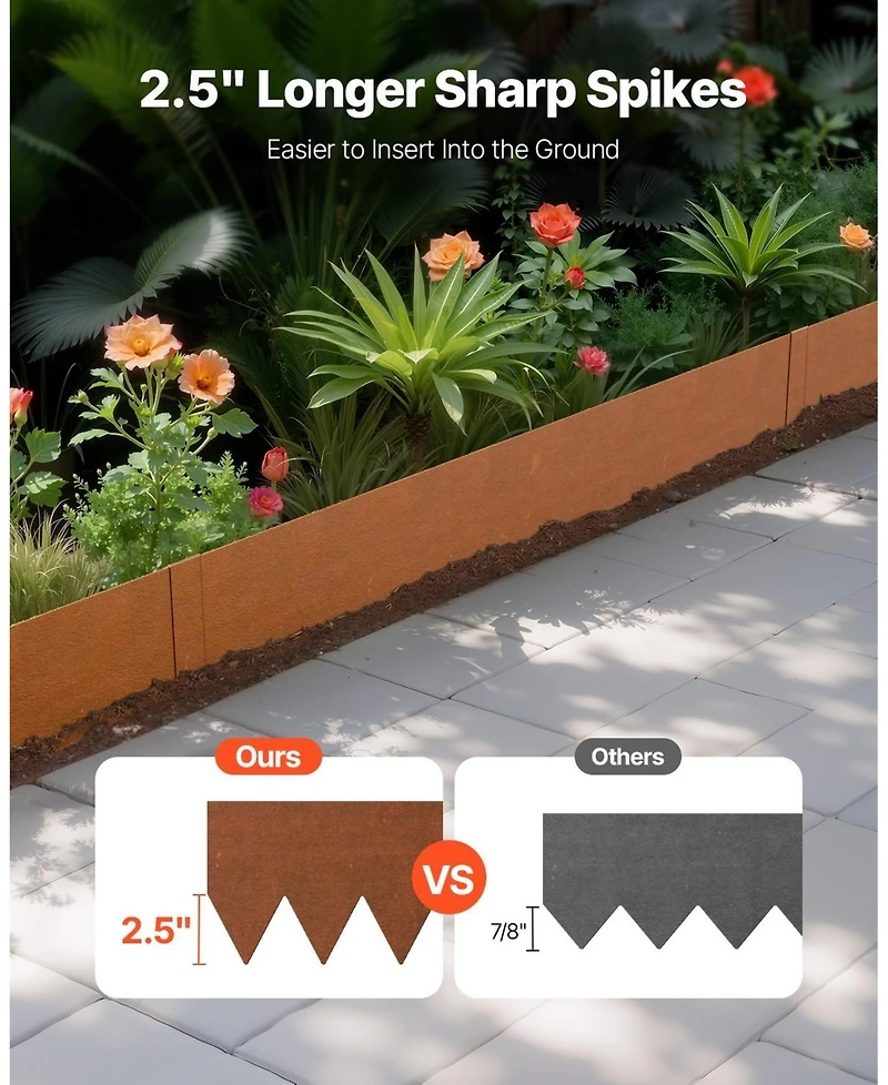 Sugift Steel Landscape Edging, 6 Pack, 40 x 6 inches, Bendable for Lawn and Garden Borders