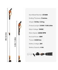 Sugift 2-in-1 Cordless Pole Saw and Mini Chainsaw, 20V, 5" Cutting Capacity for Branches