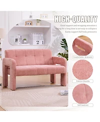 Rainsken 47 Inch Compact Loveseat Sofa, Chenille Fabric 2 Seater Couch with Deep Cushion and Dual Armrests, Upholstered Small Sofa for Living Room