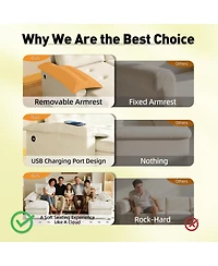 Rainsken 109.5" U-Shaped Sleeper Sofa, Oversized Modular Sectional Couch with Pull Out Bed, Removable Armrests and Usb Ports for Living Room