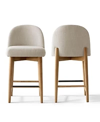Maison Boucle Upholstered Linen Counter Stools Set of 2 for Kitchen Island